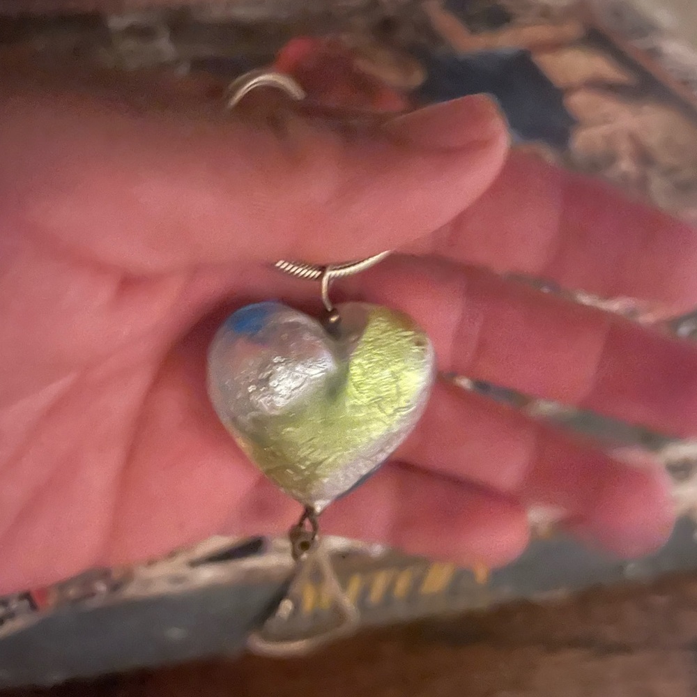 Stunning! One of a kind Venetian glass heart necklace. Sliver Necklace included!